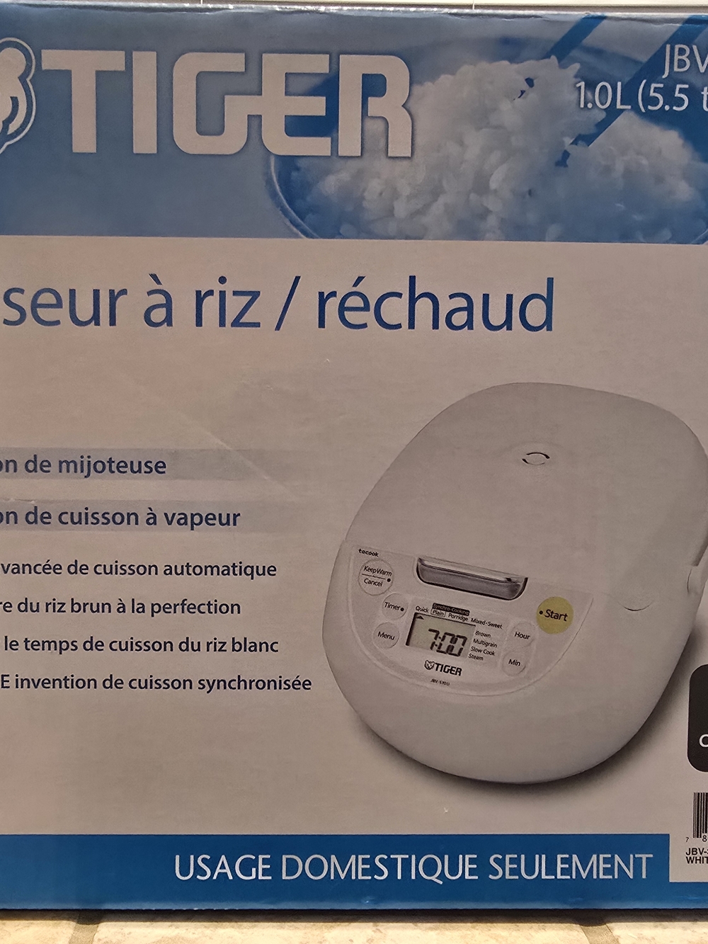 TIGER White Rice Cooker - Compact 1.0L